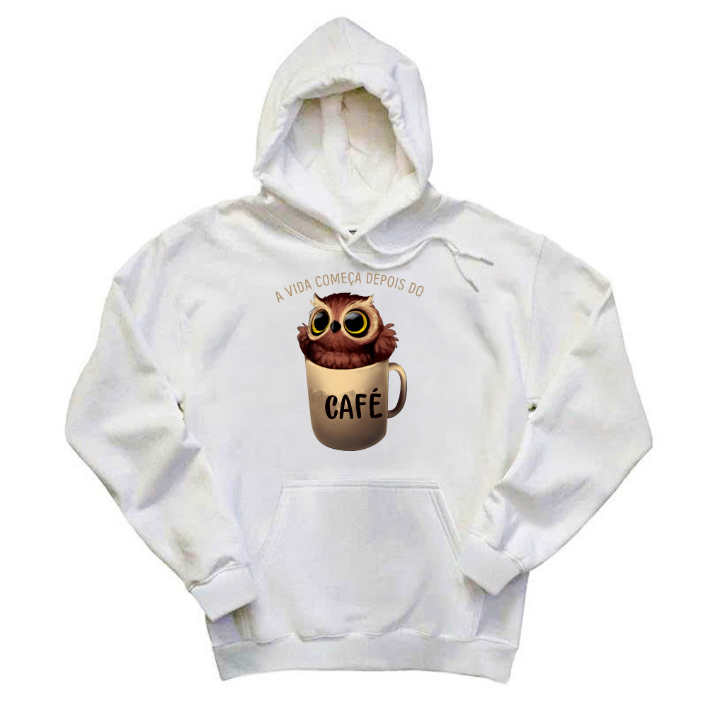 A Vida Comeca Depois Do Shirt Cute Owl With Coffee Cup Hoodie Gift For Adult