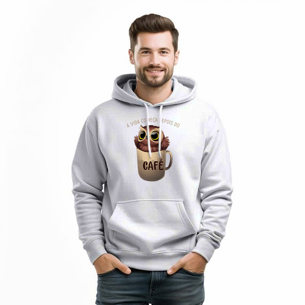 A Vida Comeca Depois Do Shirt Cute Owl With Coffee Cup Hoodie Gift For Adult