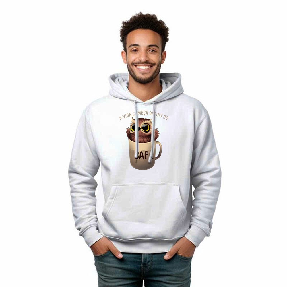 A Vida Comeca Depois Do Shirt Cute Owl With Coffee Cup Hoodie Gift For Adult