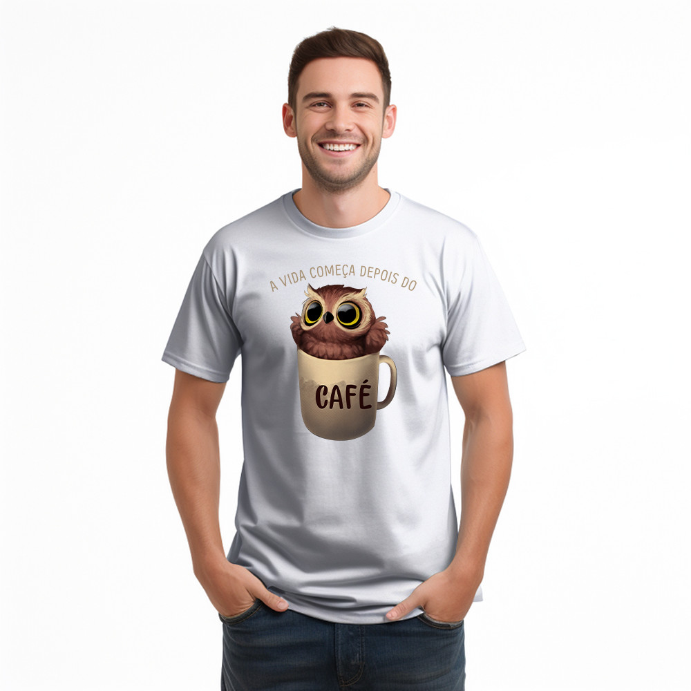 A Vida Comeca Depois Do Shirt Cute Owl With Coffee Cup T-Shirt Gift For Adult