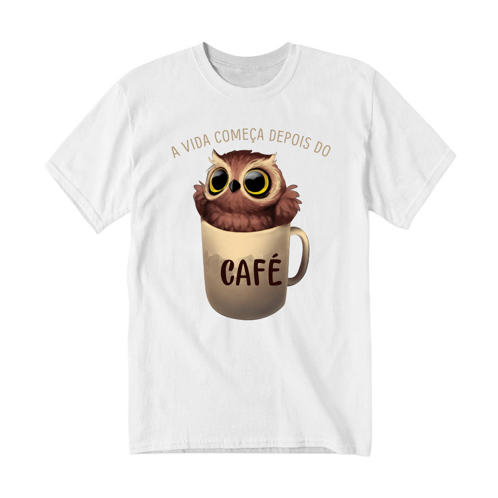 A Vida Comeca Depois Do Shirt Cute Owl With Coffee Cup T-Shirt Gift For Adult