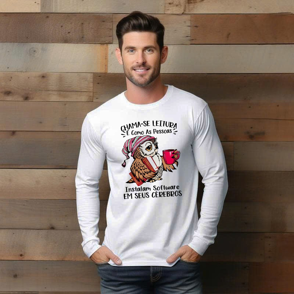 Chama Se Leitura E Como As Pessoas Shirt Unique Funny Owl Design Long Sleeve Shirt Gift For Boyfriend