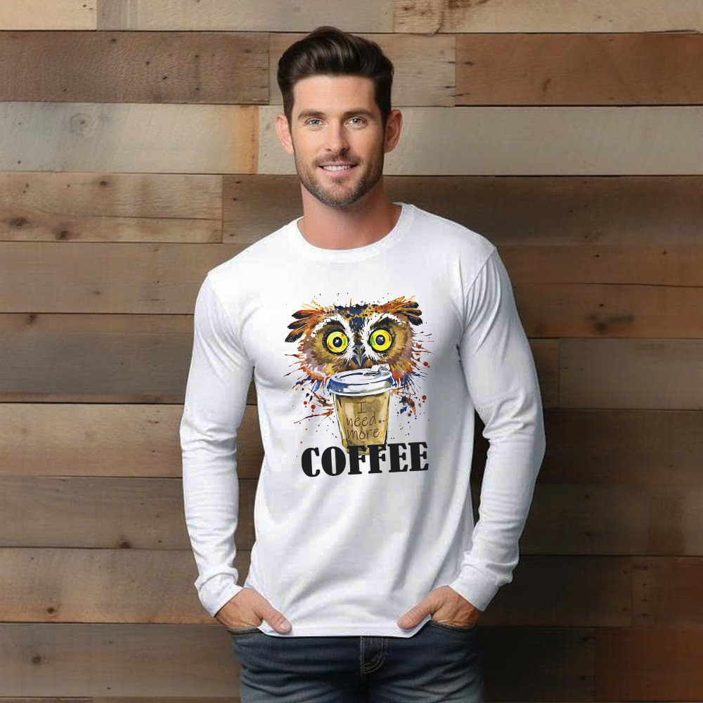 Owl I Need More Coffee Long Sleeve Shirt Funny Coffee Lover Shirt Owl Themed Christmas Gifts